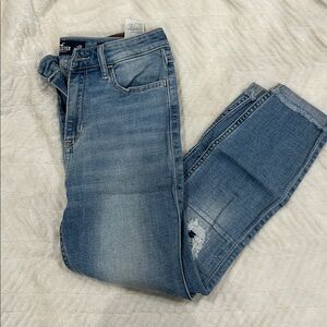Hollister Light Wash Skinny Jeans with Knee Rips